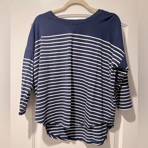 Vineyard Vines Striped Drop Shoulder Top - Navy/White Strip, Size M